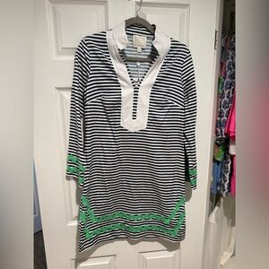 Sail to Sable Navy and White Striped Dress